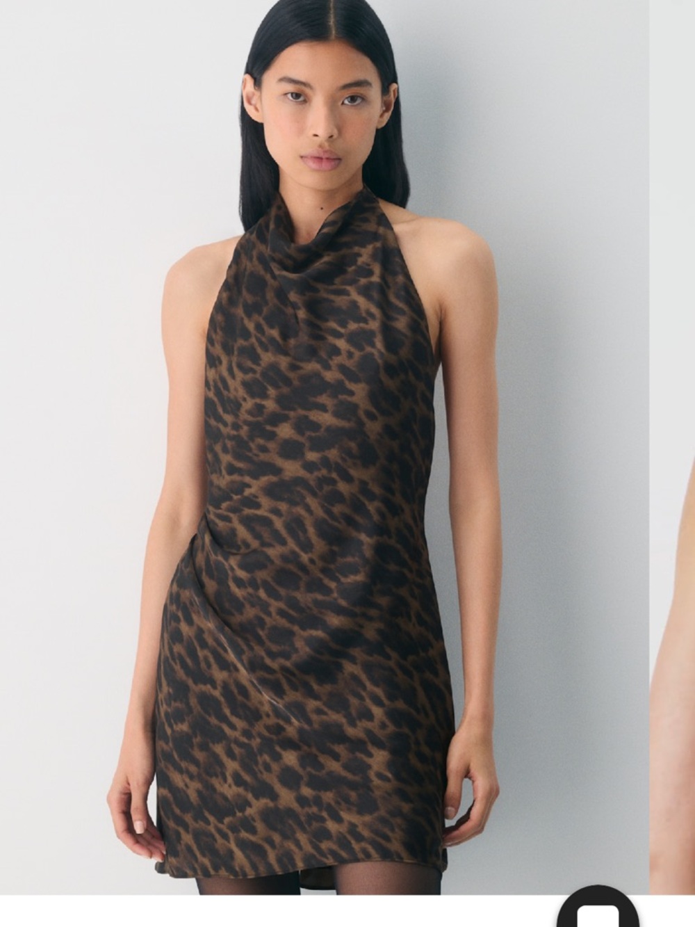 NWT Aritzia Ten Audience Satin Mini Brown/Black Leopard Halter Dress